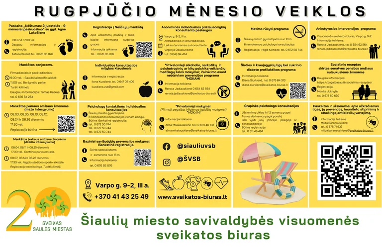 Šiauliečiams rugpjūtį – nemokamos veiklos sveikatai