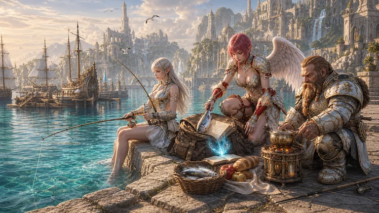 Gyvo MMORPG pasaulio veikėjai atlieka kasdienes veiklas
