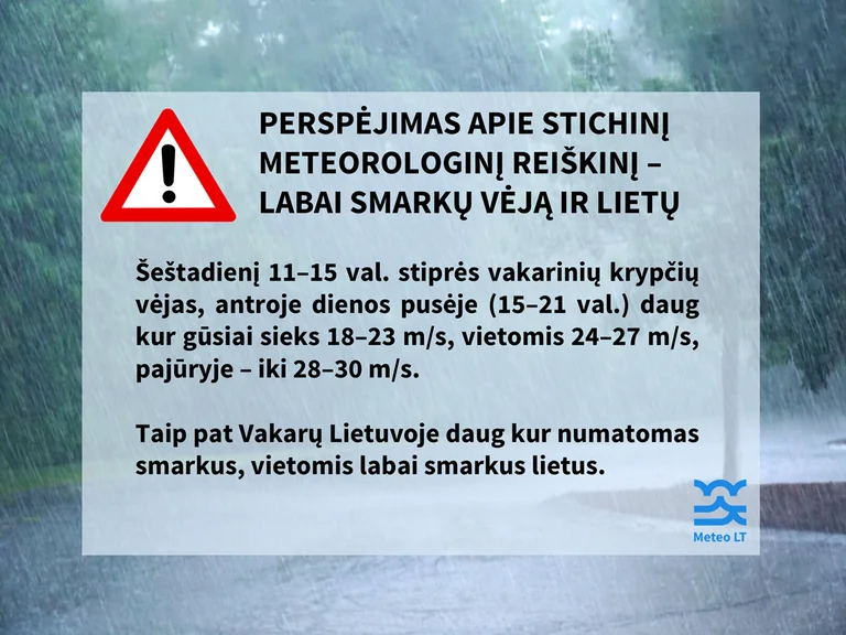 Molėtų rajone – įspėjimas dėl gausaus lietaus ir stipraus vėjo