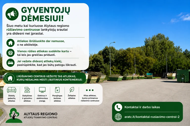Varėnos gyventojams: kaip išvengti eilių atliekų rūšiavimo centruose