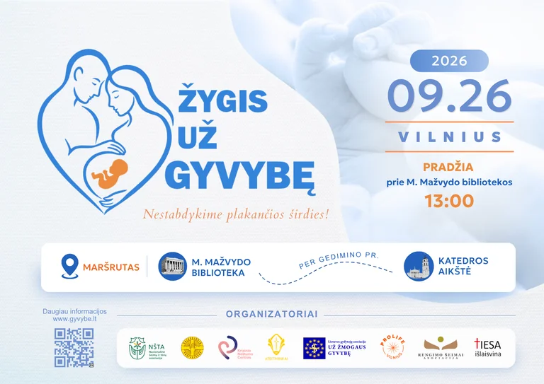Vilniuje – „Žygis už gyvybę 2026“: maršrutas ir programa