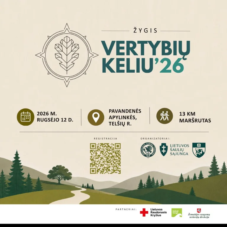Žygis „Vertybių keliu‘26“: 13 km maršrutas Pavandenės apylinkėse