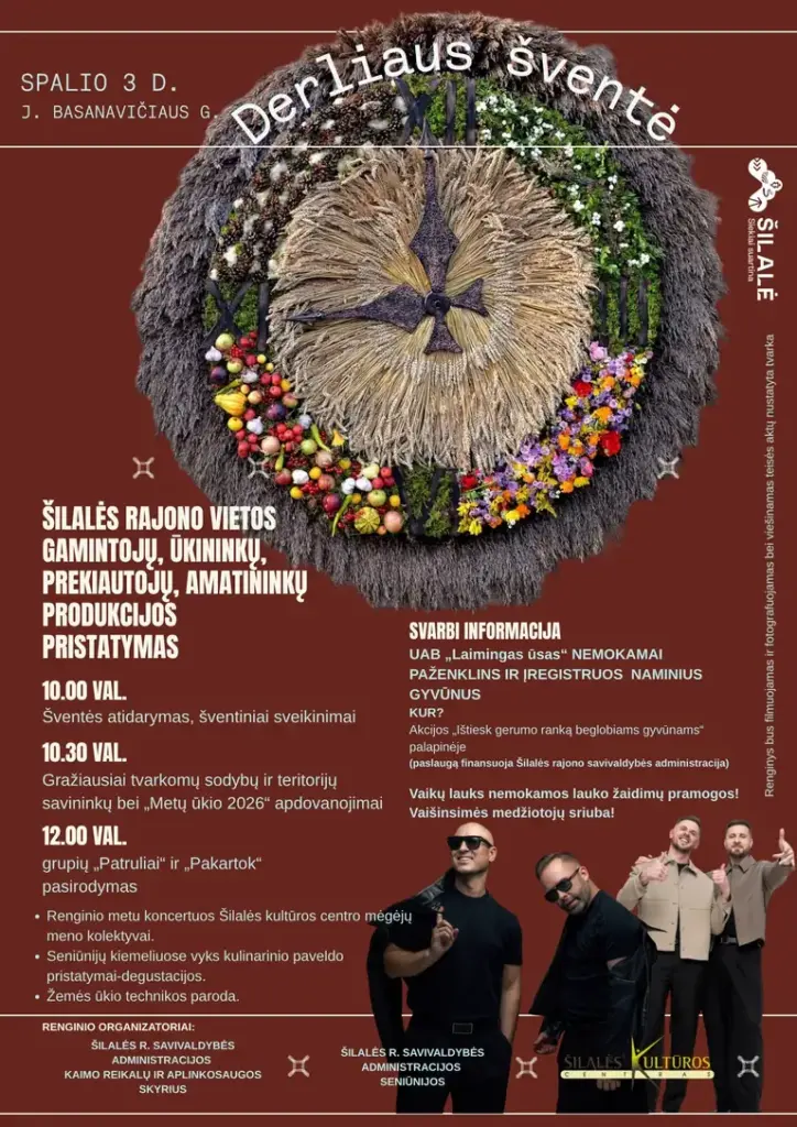 Šilalėje – nemokama Derliaus šventė spalio 3-iąją