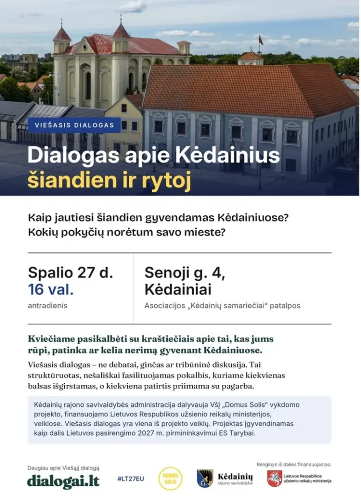 Kėdainiečiai kviečiami kalbėtis apie miesto ateitį spalio 27-ąją